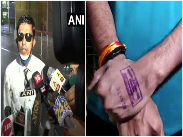 Patna (Central) Senior Superintendent of Police (SSP) Vinay Tiwari (left), BMC's stamp on his hand (right)