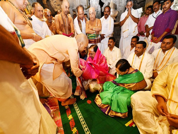 Telangana Chief Minister K Chandrasekhar Rao visited Lord Balaji temple in Andhra Pradesh on Monday.