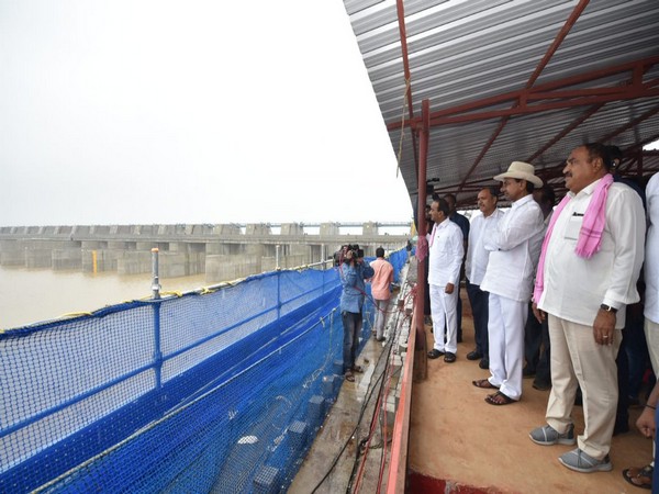 Telangana Chief Minister K Chandrashekhar Rao reviewing maintenance work of Kaleswaram project barrages on Tuesday. (Photo/ANI)