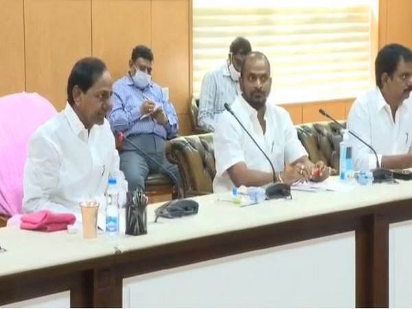 Telangana Chief Minister K Chandrasekhar Rao attending the meeting in Hyderabad on Sunday.