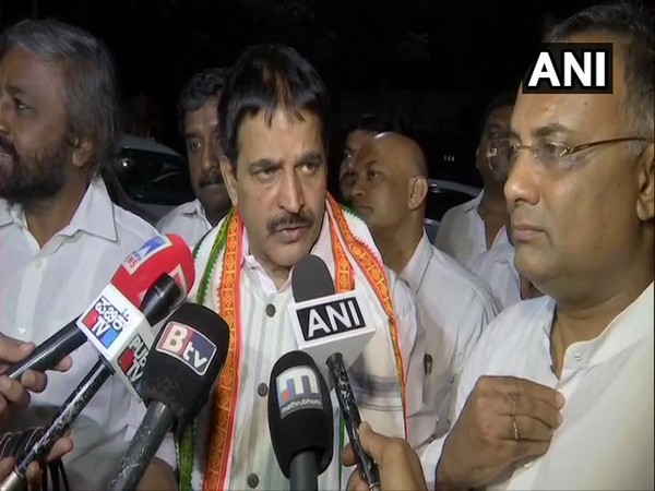 Congress leader KC Venugopal talking to media persons in Bengaluru on Saturday.