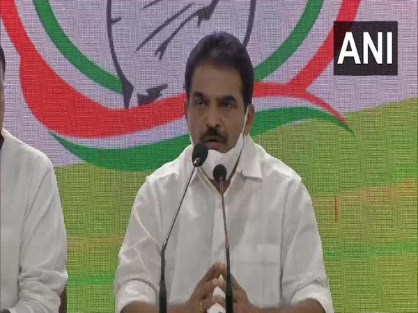 Congress leader KC Venugopal speaking at the briefing on Monday. Photo/ANI
