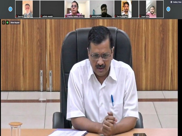 Delhi Chief Minister Arvind Kejriwal holding dicussion with AAP convenors on Monday. (Picture courtesy- Twitter/ Arvind Kejriwal)