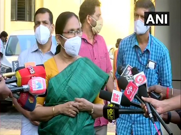 Kerala Health Minister KK Shailaja speaking to media in Thiruvananthapuram on Monday. (Photo/ANI)