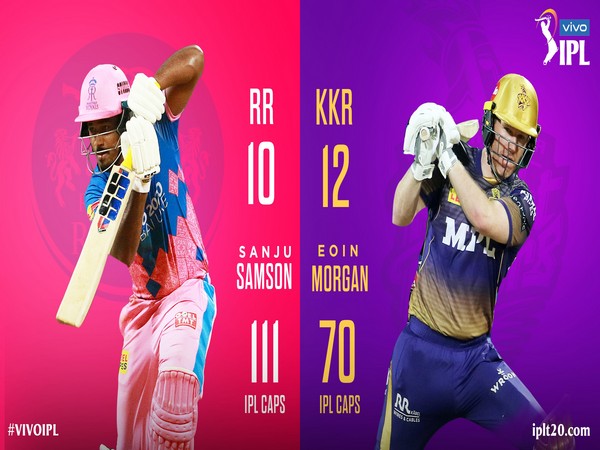 Rajasthan Royals skipper Sanju Samson and Kolkata Knight Riders captain Eoin Morgan (Photo/ IPL Twitter)