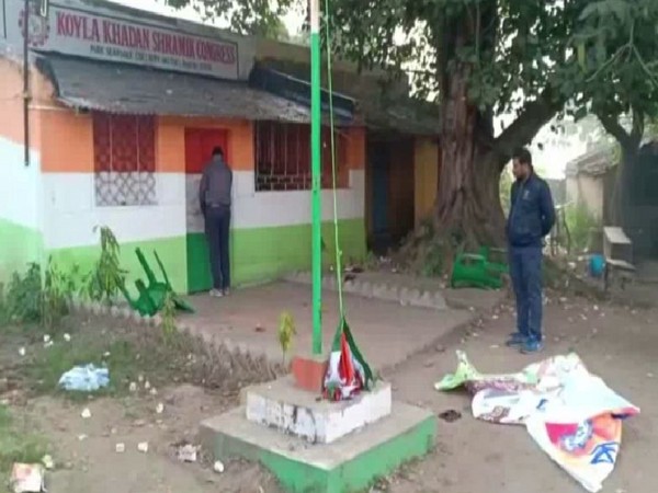 The vandalised Koyla Khadan Shramik Congress (KKMC) office 
