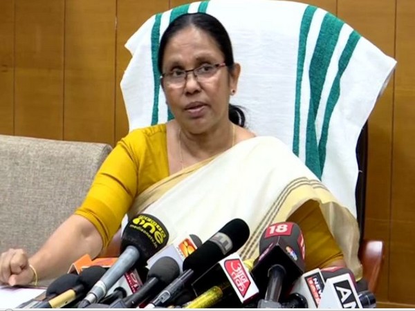 Kerala Health Minister KK Shailja addressing a press meet on Tuesday. Photo/ANI