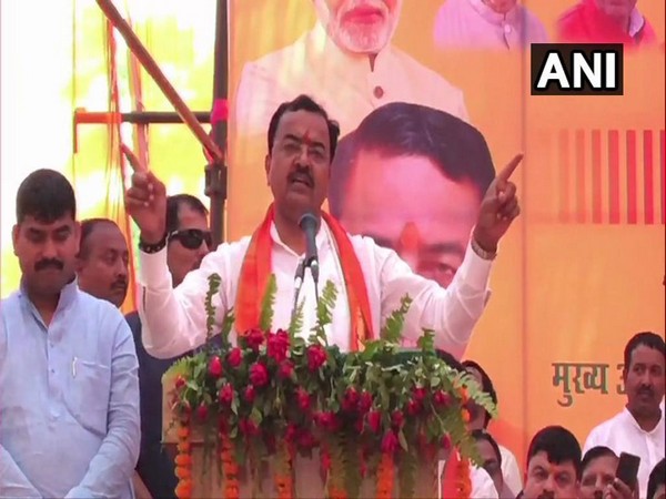 Uttar Pradesh Deputy Chief Minister Keshav Prasad Maurya while addressing an election rallu in UP. Photo/ANI