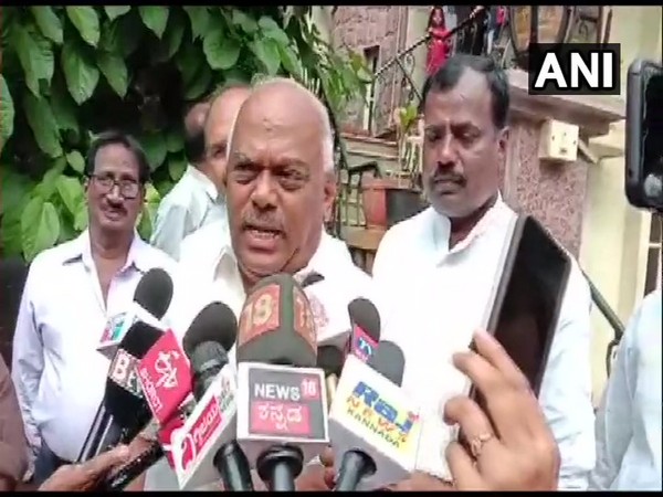 Speaker KR Ramesh Kumar talking to media persons in Bengaluru on Tuesday. Photo/ANI