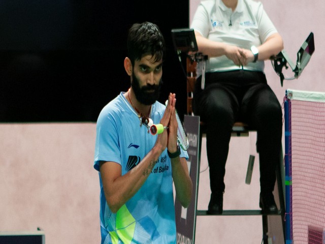 Kidambi Srikanth after beating Anders Antonsen in QF of Swiss Open (Image: BWF)