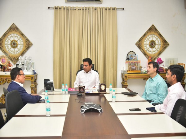 Telangana's Minister for Industry and Commerce KT Rama Rao in a meeting with Bharat Serums and Vaccines officials. (Twitter/KTR)