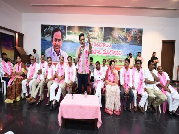 TRS working president KT Rama Rao at a meeting with ministers, MLAs, MPs and other public representatives who worked for the party's victory in Huzurnagar by-elections.