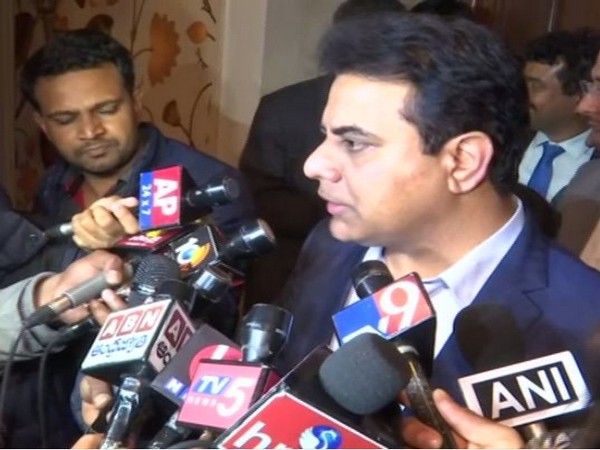Telangana IT Minister KT Rama Rao speaking with reporters on the sidelines of an event in Delhi on Thursday. (Photo/ANI)