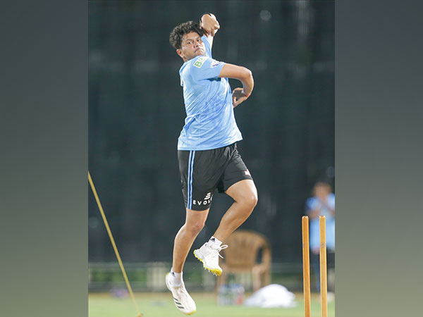 Delhi Capitals bowler Kuldeep Yadav during net practice (Image: DC Media)