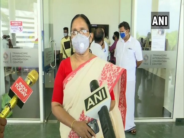 Kerala Health Minister KK Shailaja speaking to reporters on Saturday. (Photo/ANI)