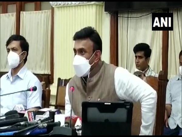 Karnataka Health Minister K Sudhakar speaking to media on Monday. (Photo/ANI)