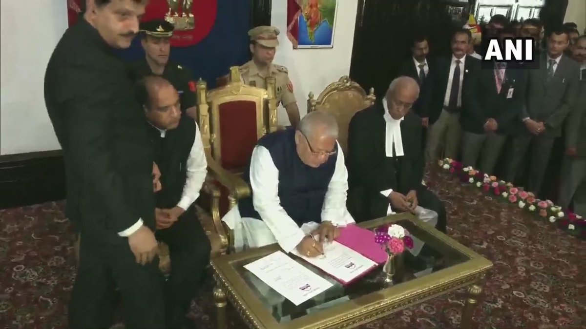 Veteran BJP leader Kalraj Mishra taking oath as Governor of Himachal Pradesh in Shimla on Monday.