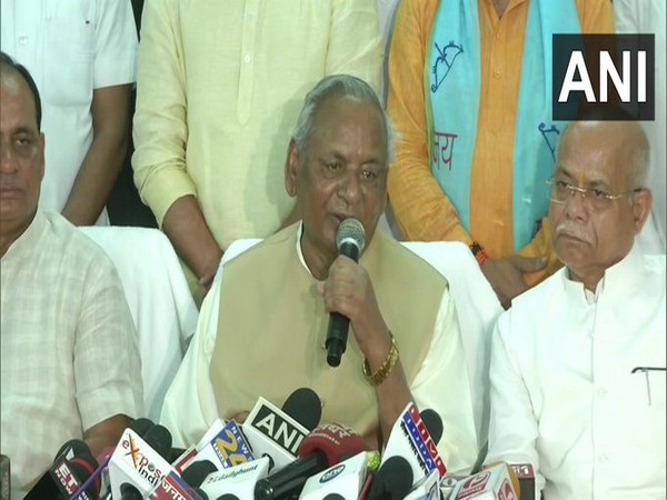 BJP leader Kalyan Singh addressing a press conference in Lucknow on Monday. (Photo/ANI)