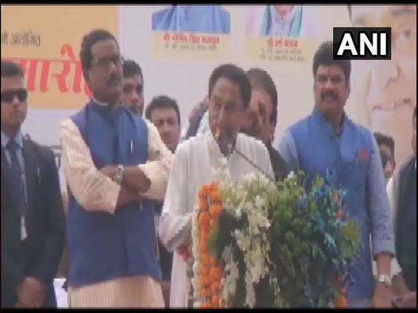 Kamal Nath addressing a gathering in Sagar on Sunday.