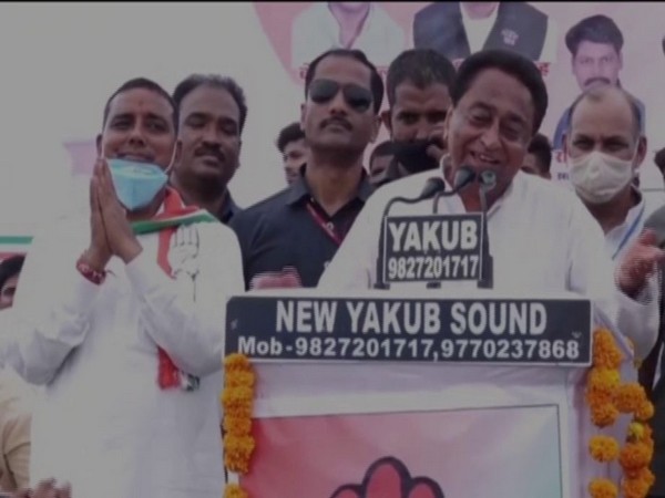 Congress leader Kamal Nath speaking at a public rally in Gwalior on Sunday. [Photo/ANI]
