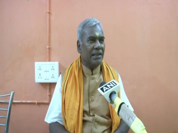 Ram Janmabhoomi Teerth Kshetra Trust member Kameshwar Chaupal talking to ANI on Sunday. [Photo/ANI]
