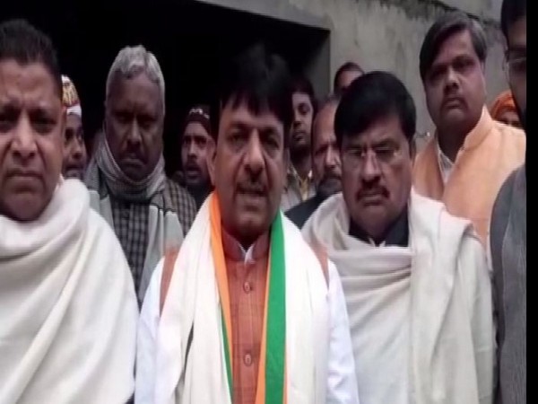 Uttar Pradesh Minister Kapil Dev Agarwal talking to reporters on Thursday. Photo/ANI