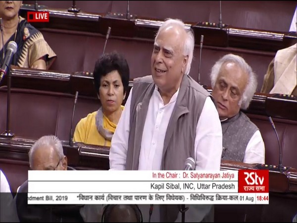 Congress leader Kapil Sibal speaking in Rajya Sabha on Thursday. (Picture Courtesy: RS TV)