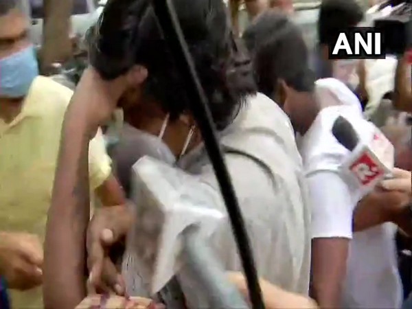 Karamjeet being brought to the NCB office in Mumbai today. Photo/ANI