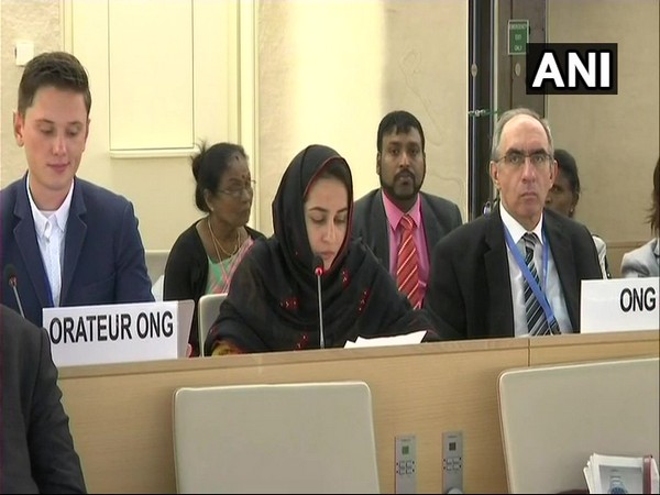 Karima Baloch during her intervention at UNHRC.