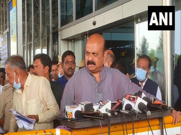 Karnataka Chief Minister Basavaraj Bommai speaking to reporters on Sunday. 