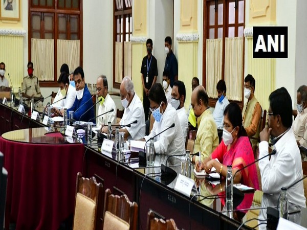 Karnataka Chief Minister BS Yediyurappa holds a meeting with state ministers and senior government officers at Vidhana Soudha in Bengaluru on Monday.