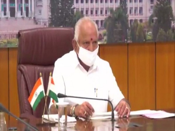Karnataka Chief Minister B S Yadiyurappa virutally inaugurates developmental work of Shivamogga Airport in Bengaluru on Monday. (Photo/ANI)