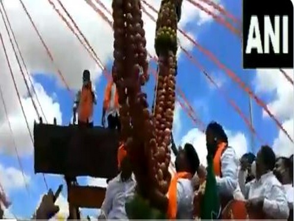 Karnataka Health Minister attends procession on Tuesday. Photo/ANI