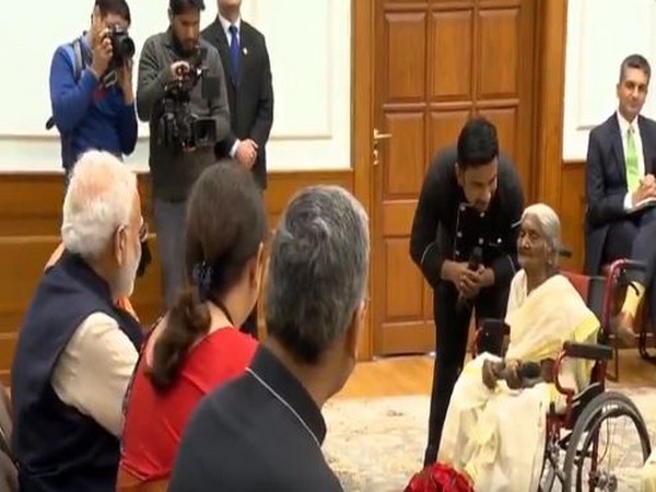 Karthiani Amma speaking to Prime Minister Narendra Modi on Sunday. Photo/ANI