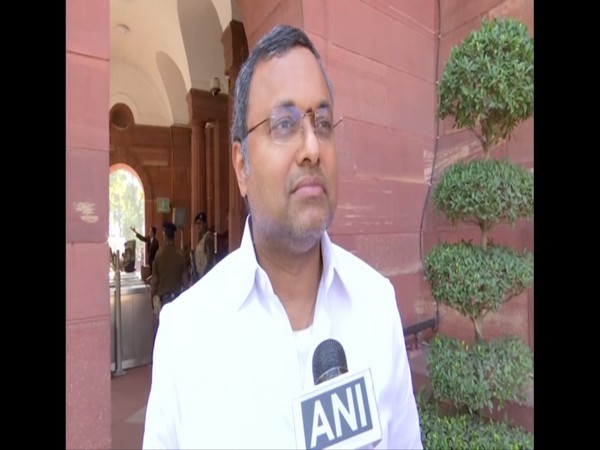 Karti Chidambaram speaking to ANI in the Parliament premises on Monday