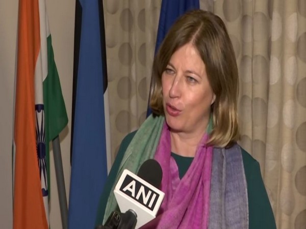 Estonian Ambassador Katrin Kivi speaking to ANI on Wednesday. (Photo/ANI)