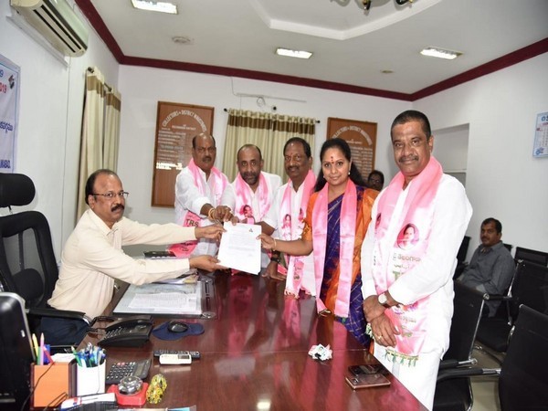 Nizamabad sitting MP K Kavitha filing her nomination for the ensuing Lok Sabha elections in Telangana. Photo: ANI