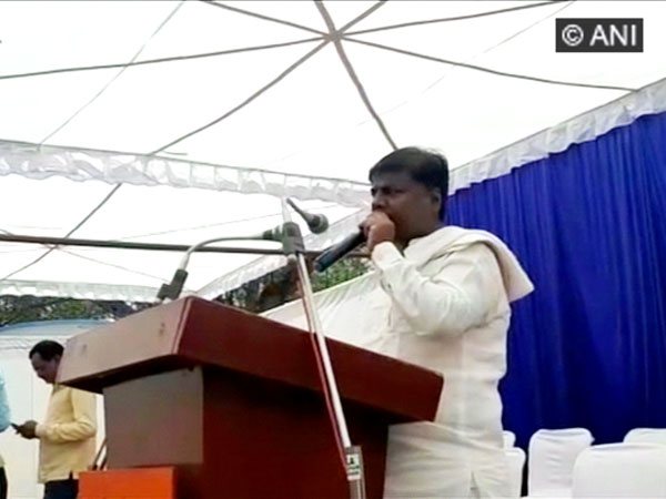 Former Chhattisgarh Minister and BJP leader Kedar Kashyap addressing a gathering on Monday (Photo/ANI)