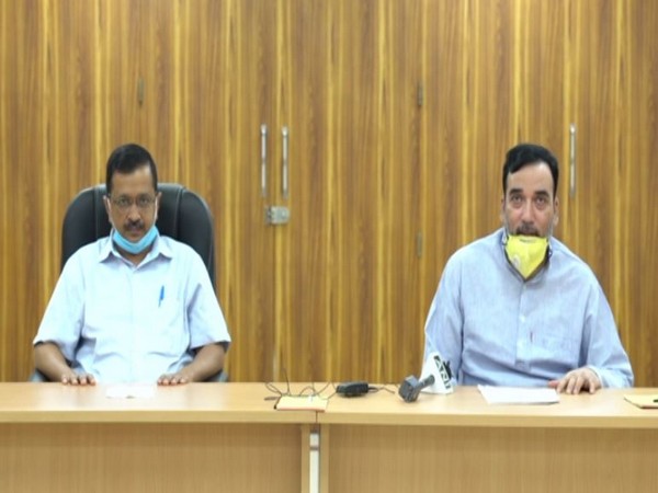 Delhi Chief Minister Arvind Kejriwal with Minister for Labour, Employment Gopal Rai at a press conference on Monday. [Photo/ANI]