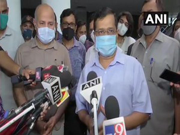 Delhi Chief Minister Arvind Kejriwal and Deputy Chief Minister Manish Sisodia visit Commonwealth Games Village Sports Complex to take stock of COVID-19 beds on Wednesday. Photo/ANI