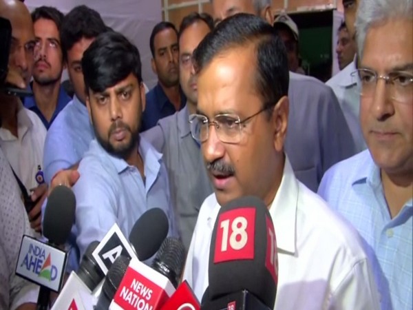 Delhi Chief Minister Arvind Kejriwal talking to reporters on Monday. Photo/ANI