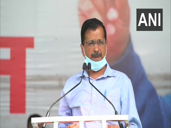 Delhi Chief Minister Arvind Kejriwal at a public rally on Sunday.