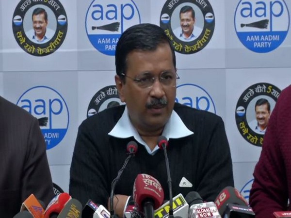 Delhi CM and AAP chief Arvind Kejriwal addressing a press conference on Saturday in Delhi. Photo/ANI