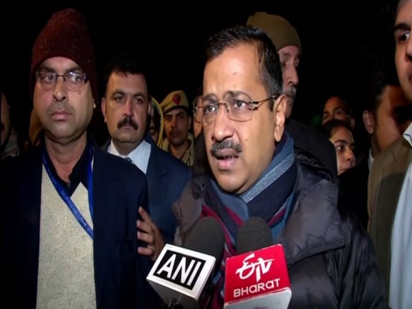 Delhi Chief Minister Arvind Kejriwal talking to reporters in New Delhi on Monday. Photo/ANI