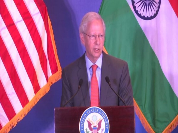 US Ambassador Kenneth Juster speaking during his farewell policy address on Tuesday. 