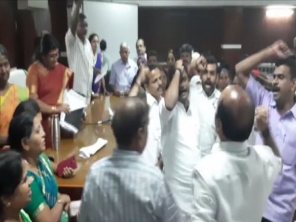 BJP and CPM councillors of Palakkad Municipality clashing over CAA on Wednesday.