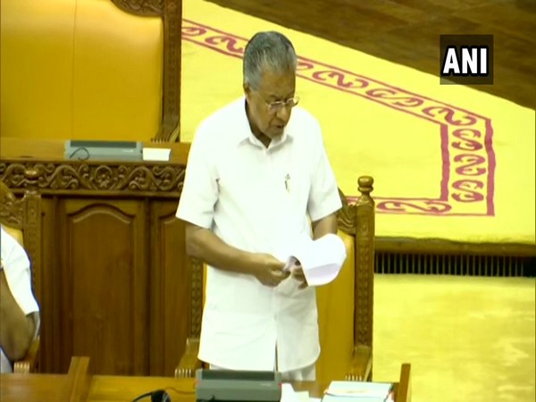 Kerala Chief Minister Pinarayi Vijayan speaking at state Assembly on Tuesday. (Photo/ANI)
