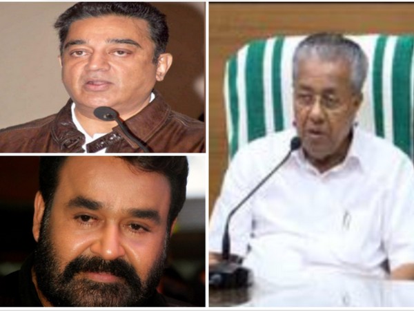 Veteran South Indian actors Kamal Haasan and Mohanlal extend birthday wishes to Kerala Chief Minister Pinarayi Vijayan. Photo/ANI