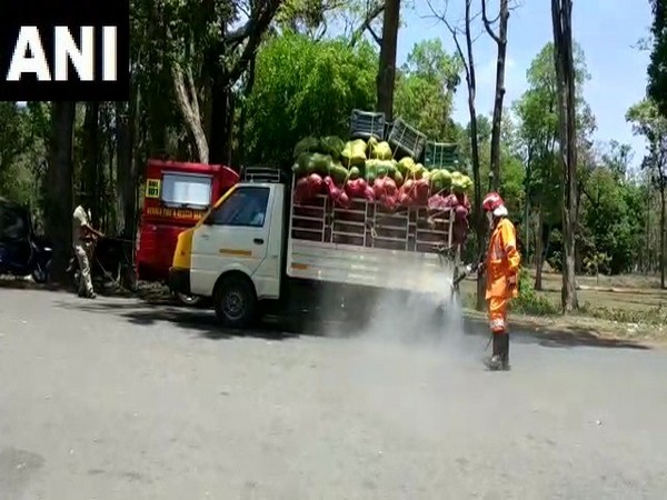 Vehicle being sanitised in Wayanad district of Kerala on Tuesday.