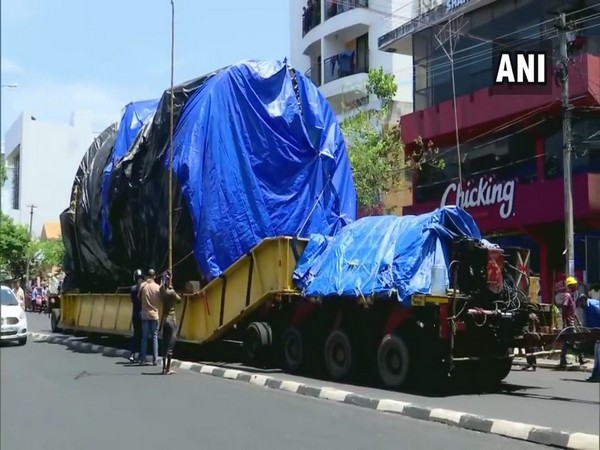 The truck carrying the Aerospace Horizontal Autoclave reaches Thiruvananthapuram